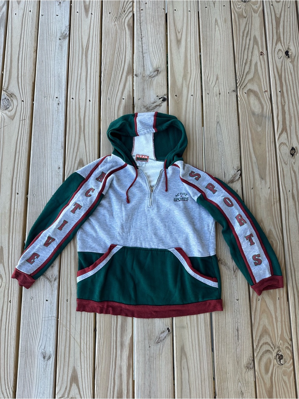 Vintage Boxy Fit Star Wear Active Sports Quarter Zip Hoodie